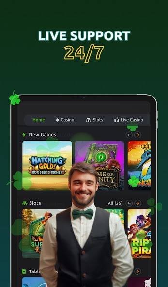 Lobby de Geckoplay en el móvil con soporte en vivo